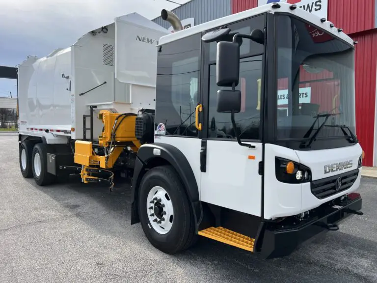 Waste recycling trucks supporting refuse collection and recycling fleet operations